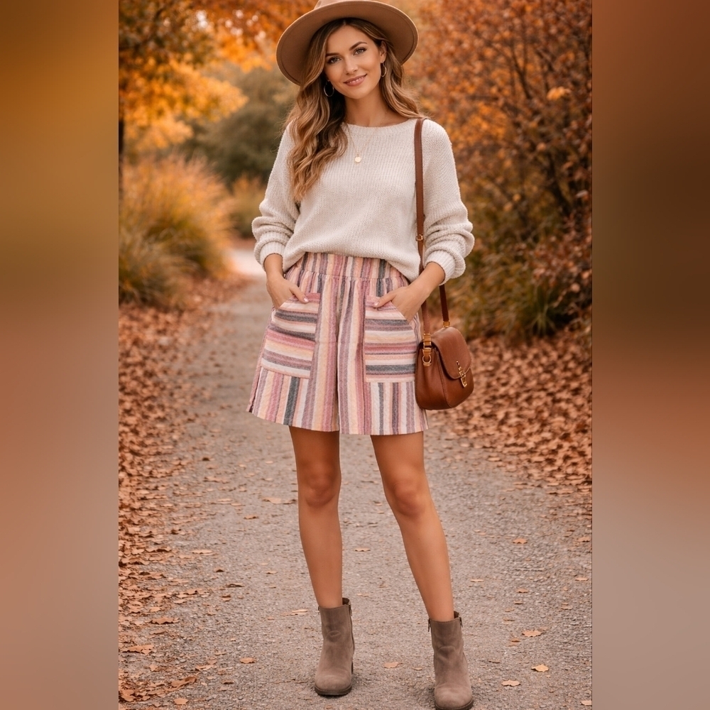 Shein Striped Paperbag Skirt
